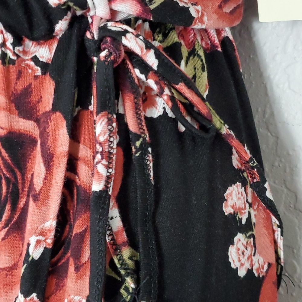 COPY - Women's V-Neck Floral Maxi Long Dress w/ Side Tie - Picture 5 of 7